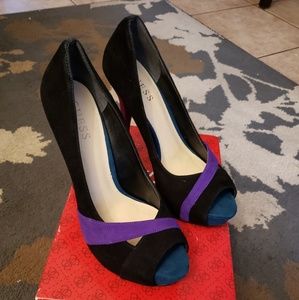 Multi color suede heels